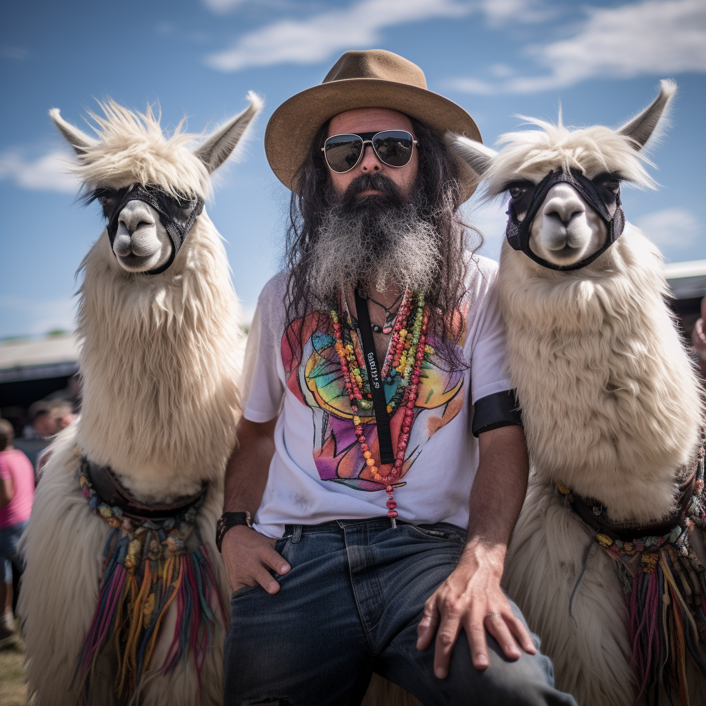 Llama farmer enjoying Bananarama performance