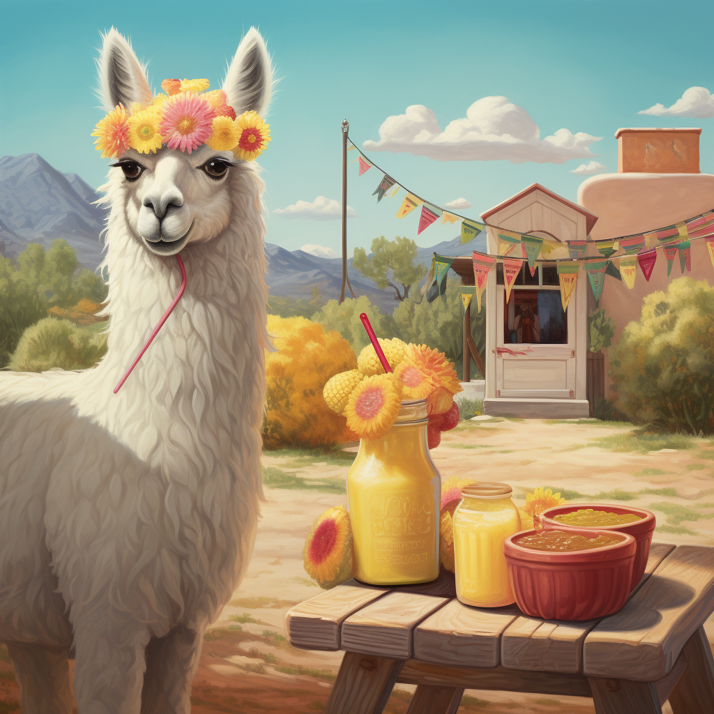 llama enjoying a refreshing lemonade