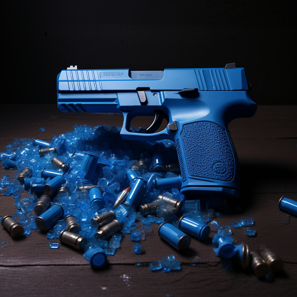 Loading the Barrel of a Toy Gun with Blue Color Pills - MidJourney Prompt