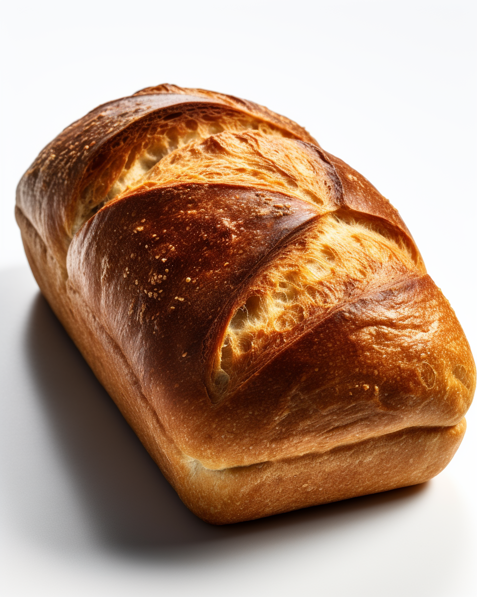 loaf of bread on white background