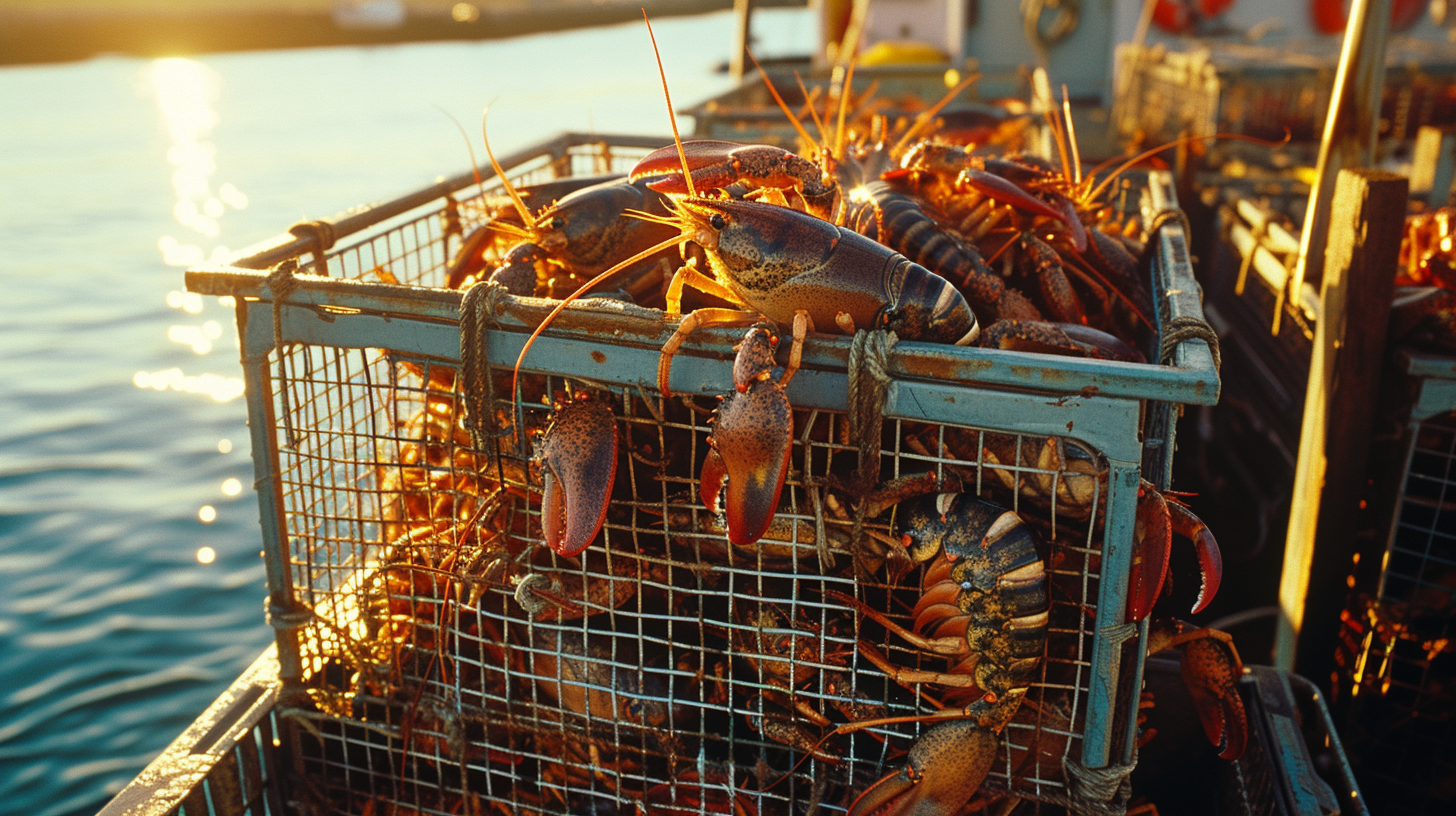 Lobster Trap with Overflowing Lobsters