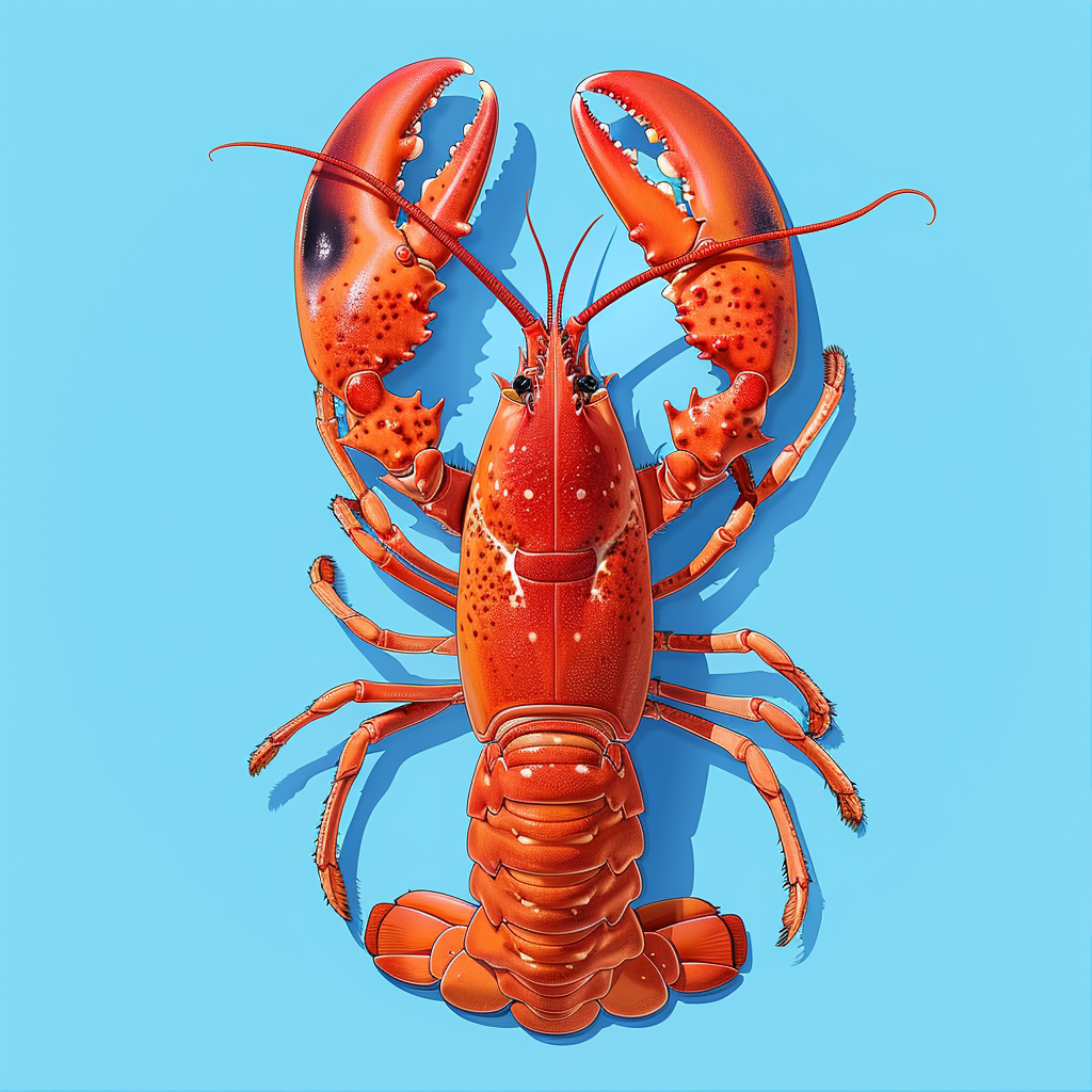 Lobster top view on ghibli blue background