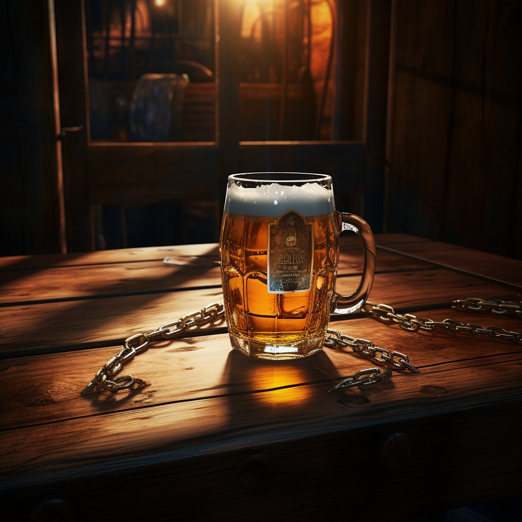 Locked beer glass with padlock