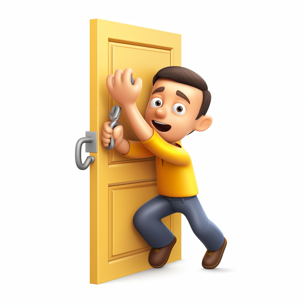 Man pulling a locked door emoji