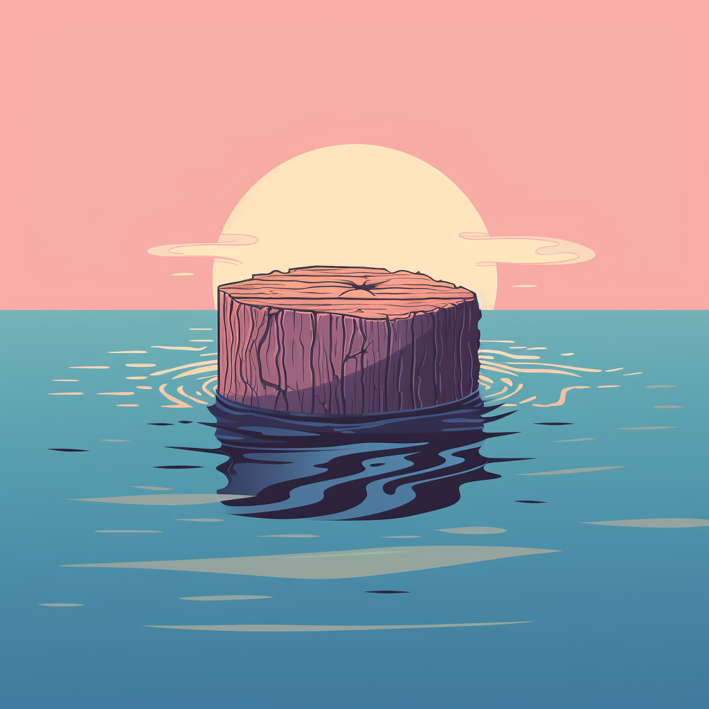 Log Floating in Water Illustration