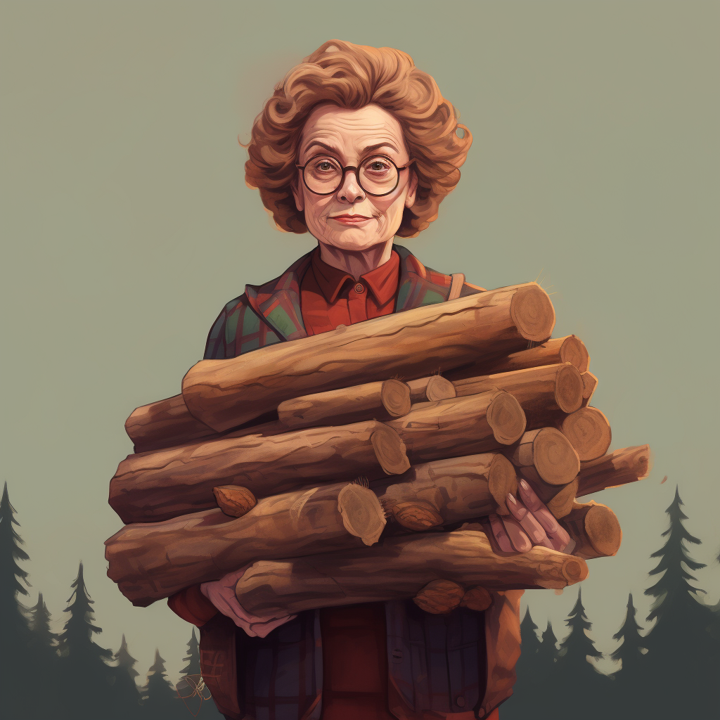 Image of Log Lady Carrying Log