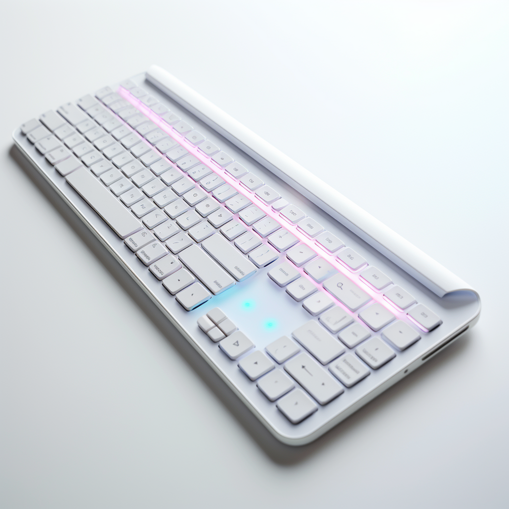 Minimalistic white keyboard with Logitech-inspired design