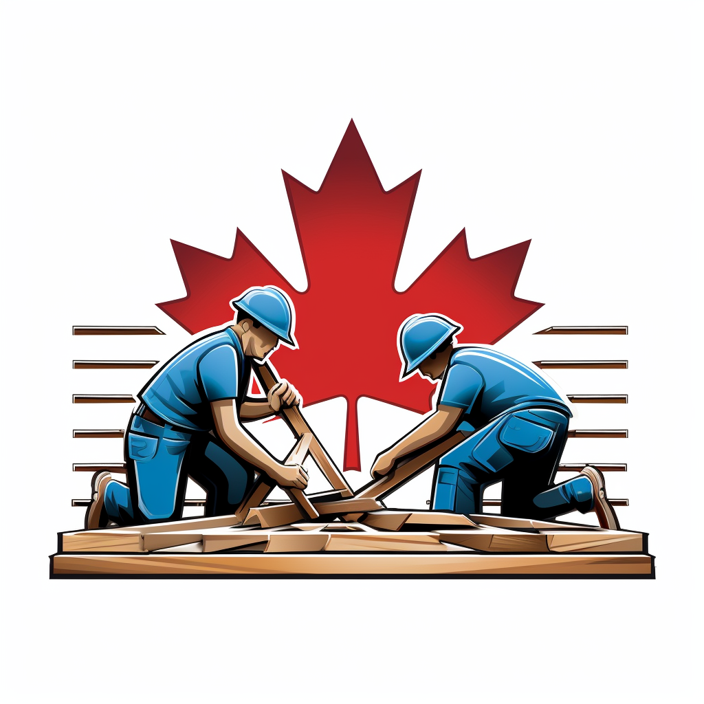 Stick Men Building R Logo with Canadian Flag