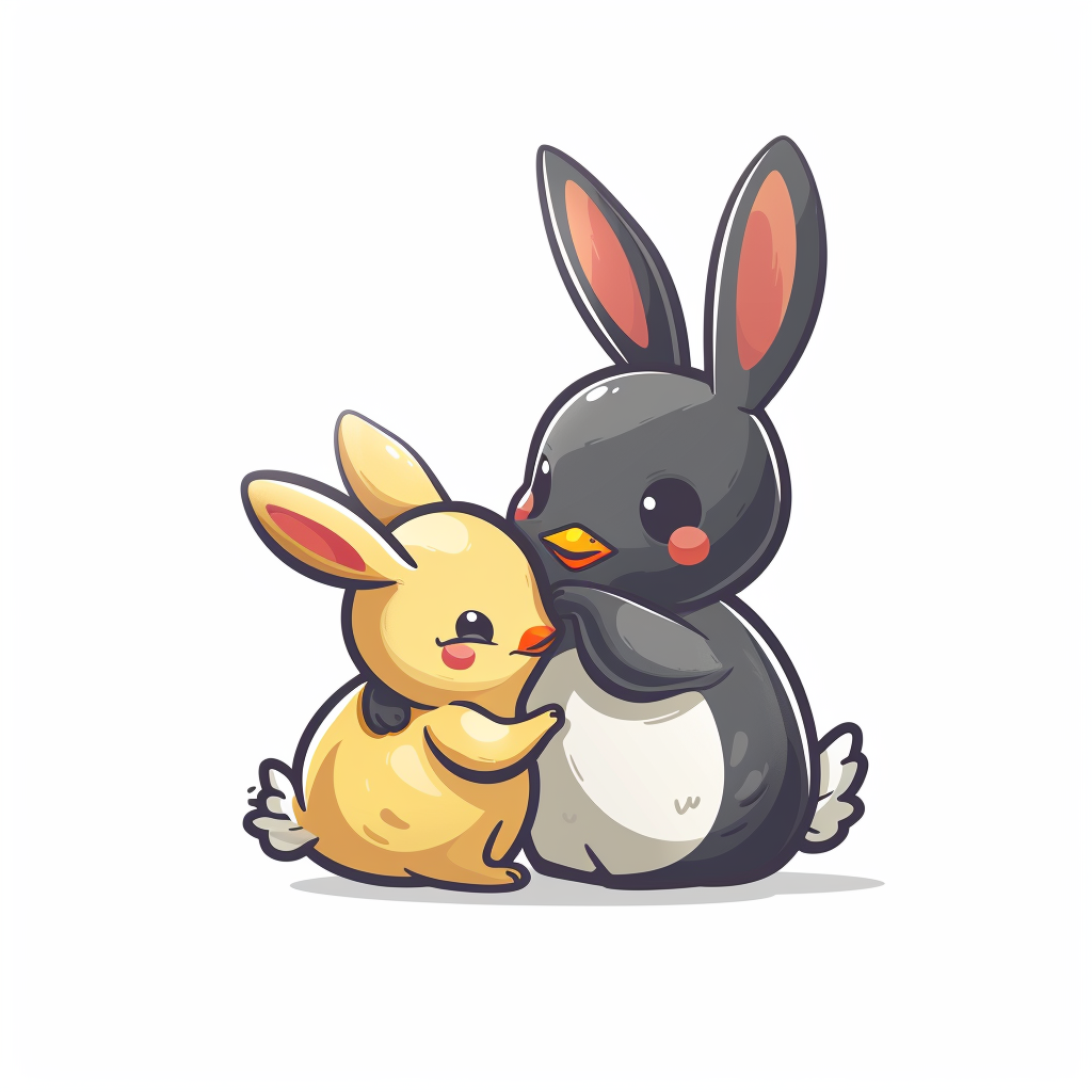 Cute modern logo with female rabbit and boy chick