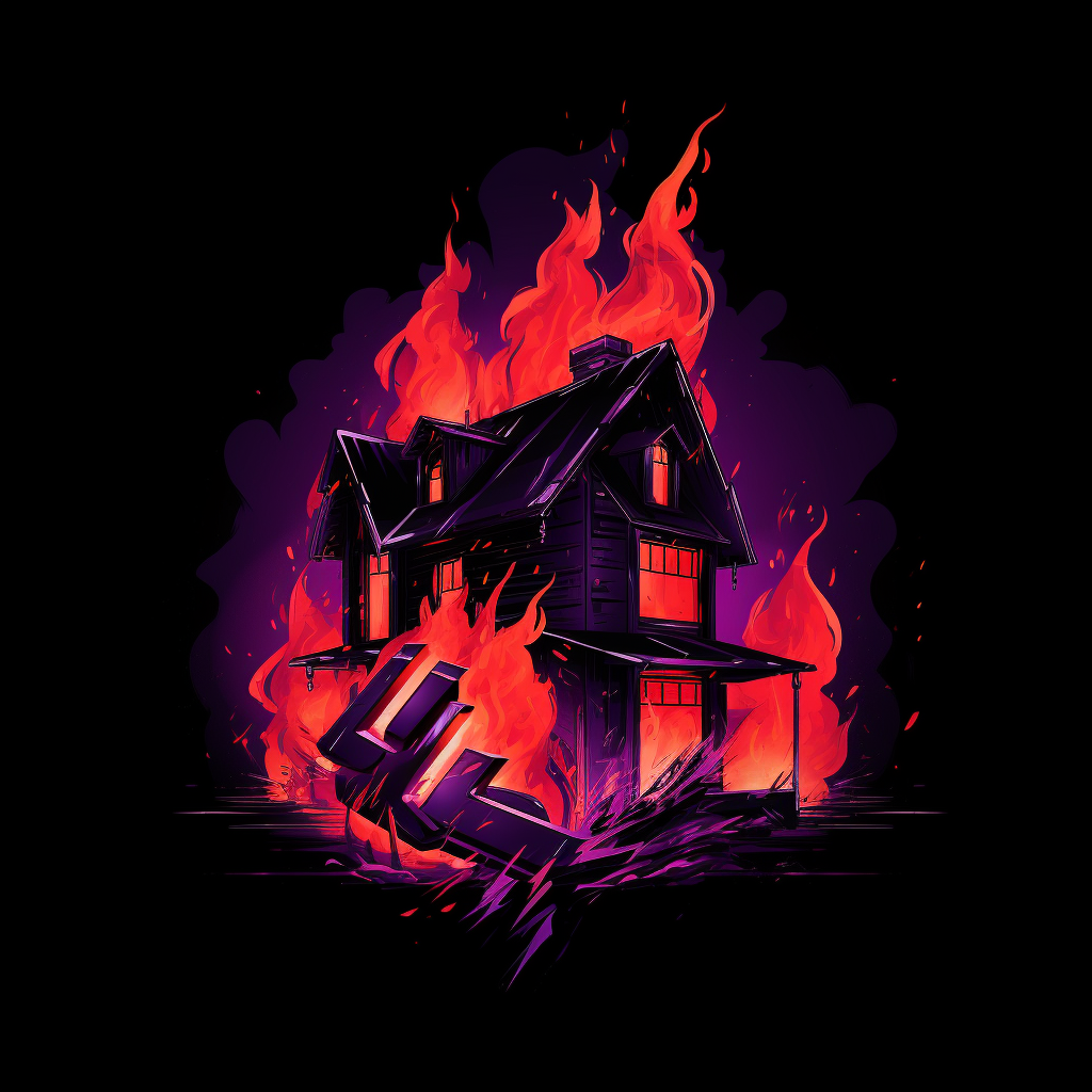 Logo house with cyberpunk fire colors