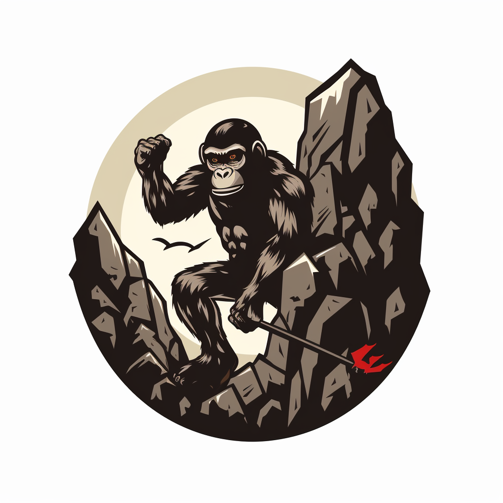 A monkey climbing mountain rock wall