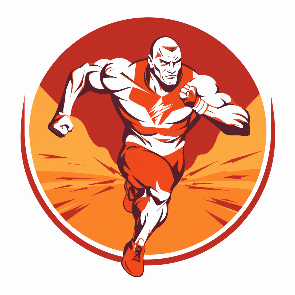 Logo of wrestler running on track