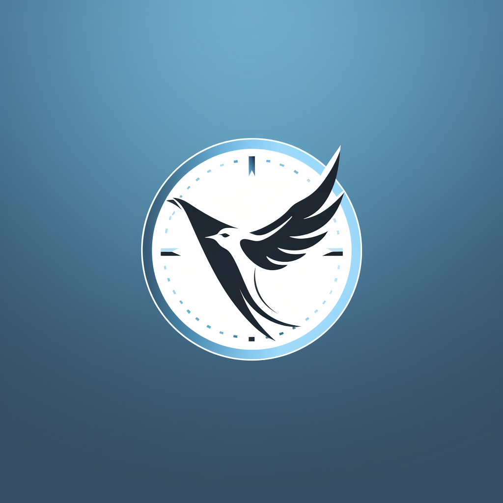 Simple logo design with clock and soaring eagle