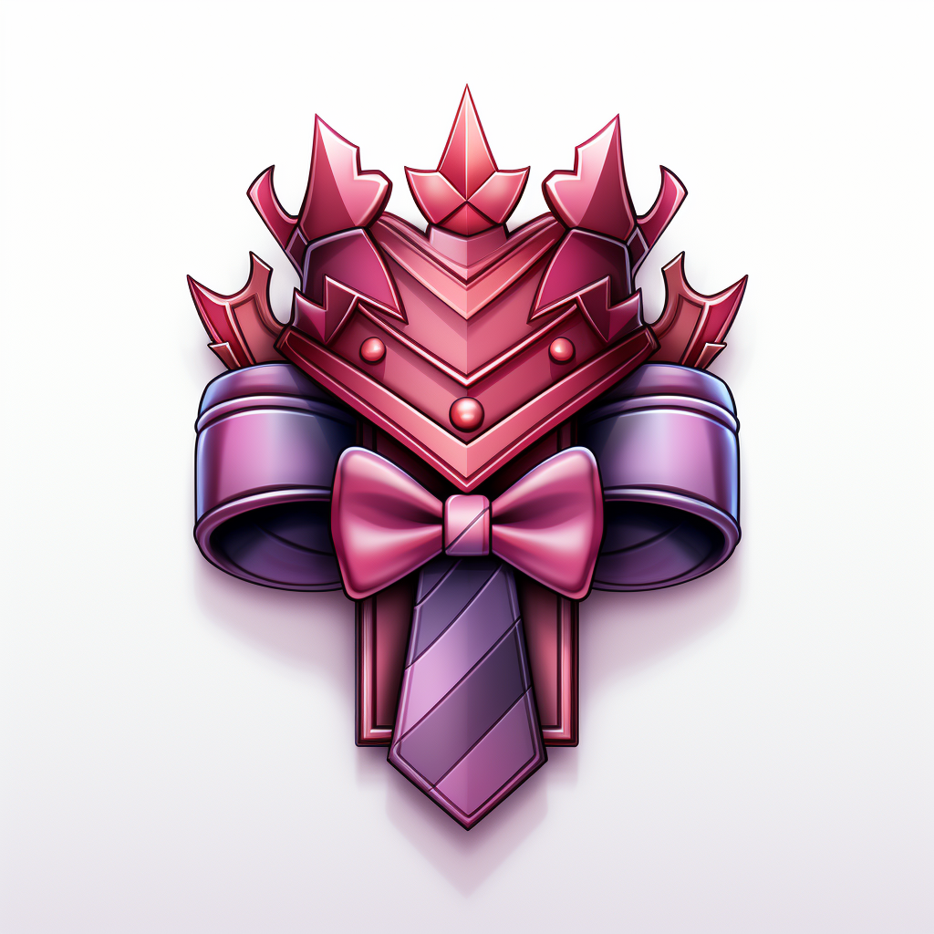 Crown and necktie logo in violet-pink