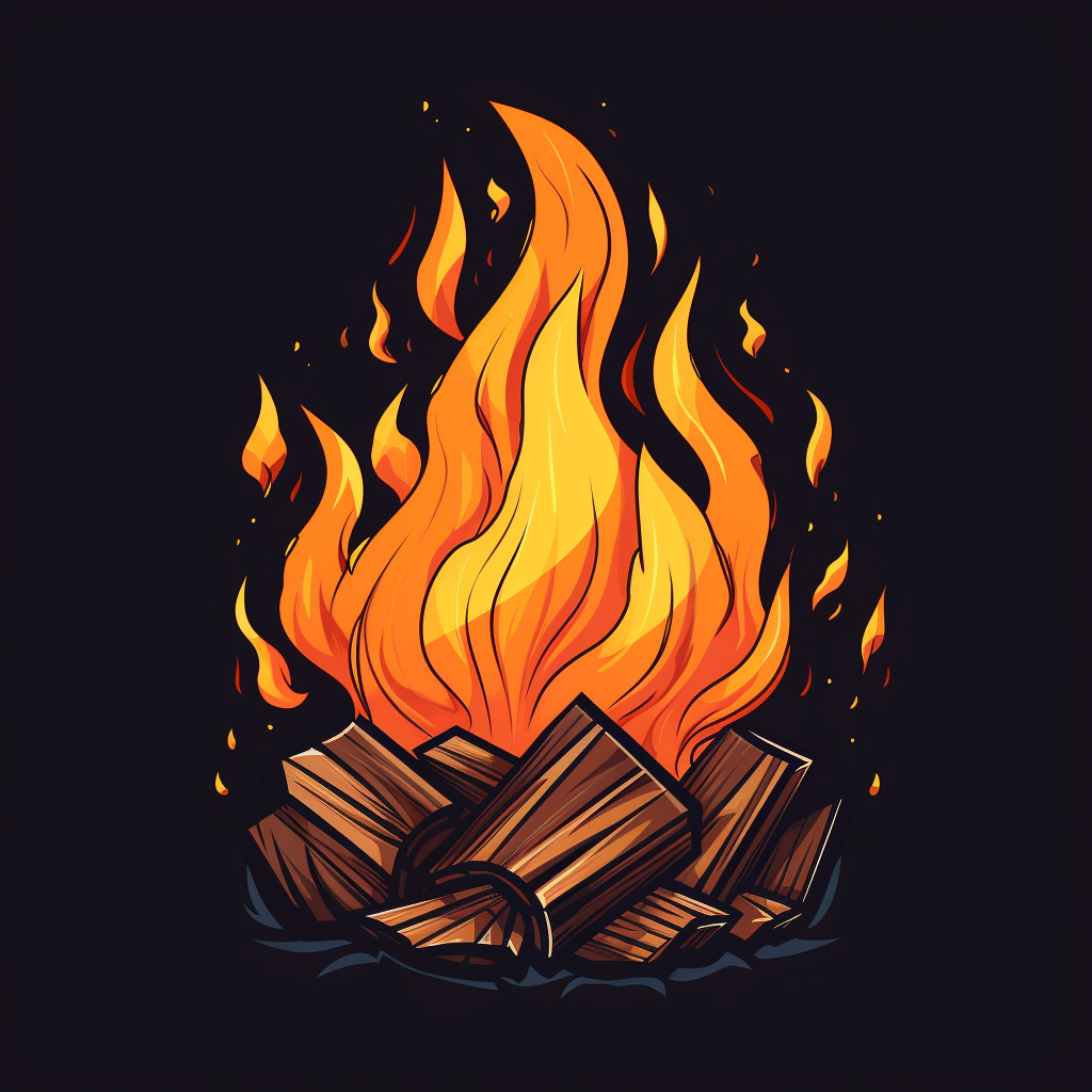 Cartoon logo on fire theme