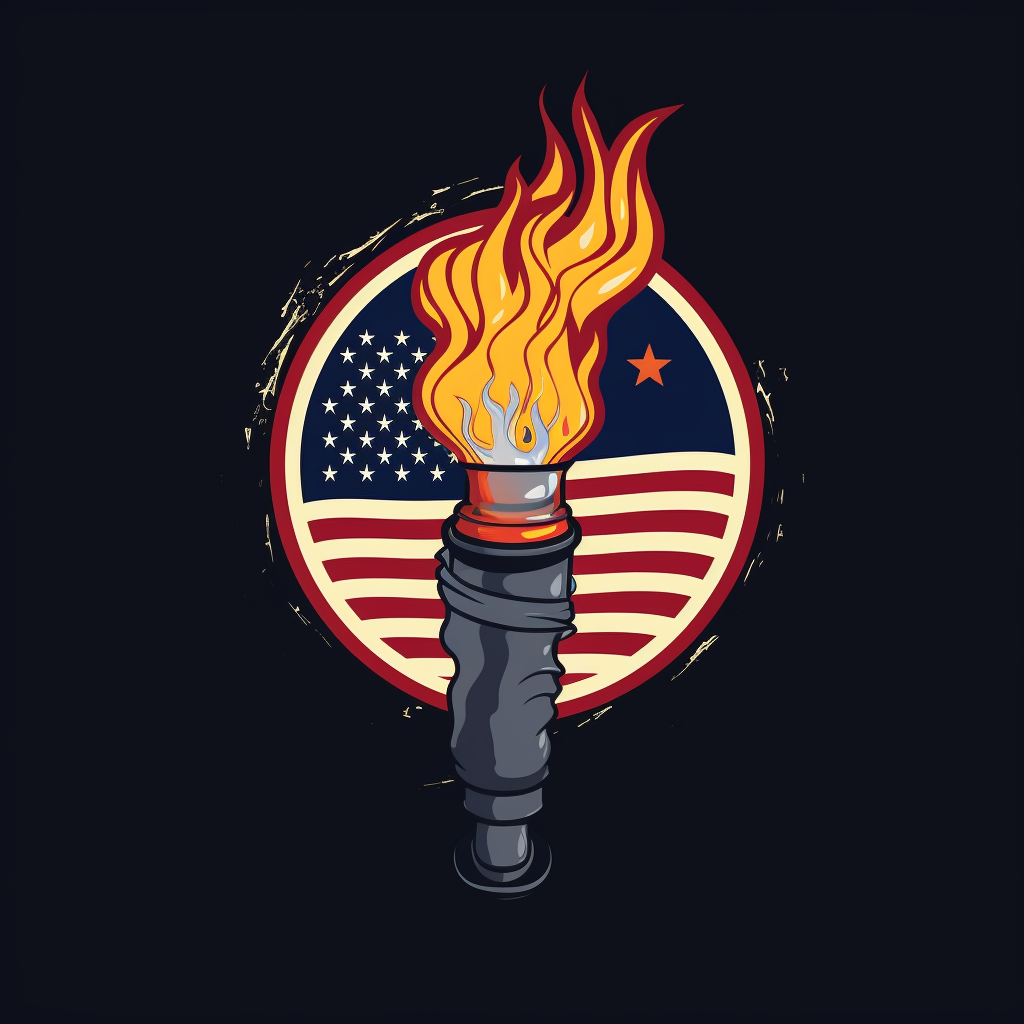 Logo with torch and United States flag