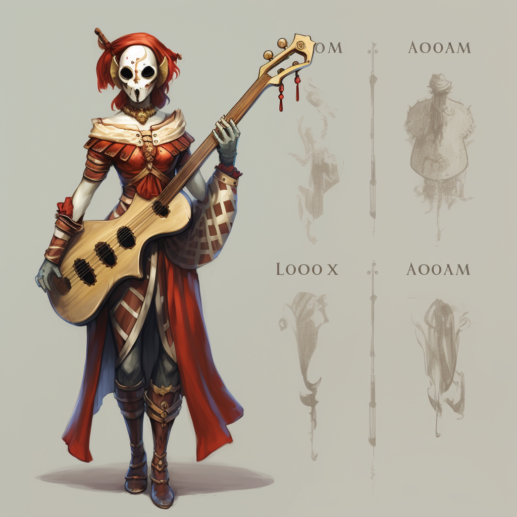 Image of Loko, the badass feminine harlequin bard