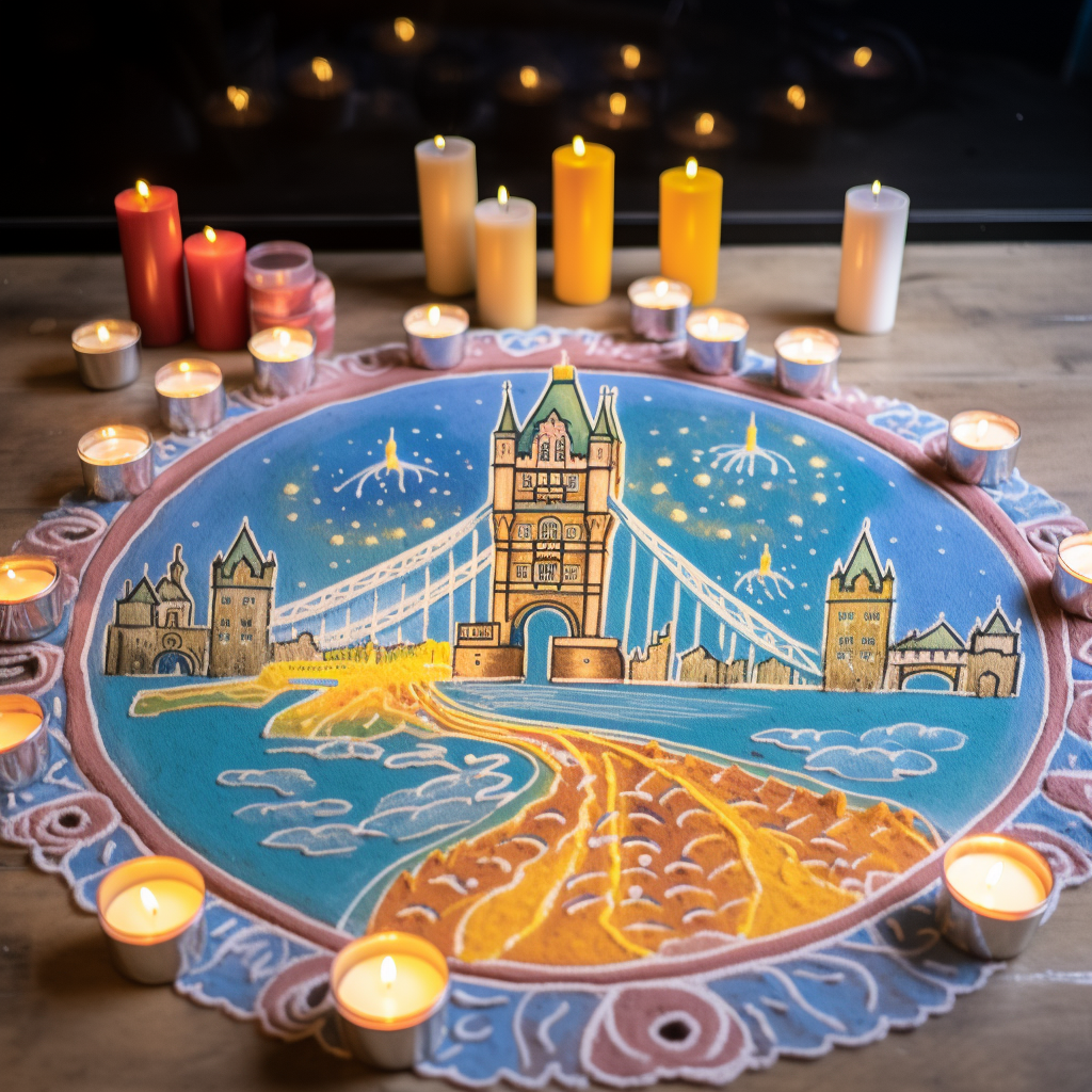 Beautiful Diwali Rangoli Design with London Bridge