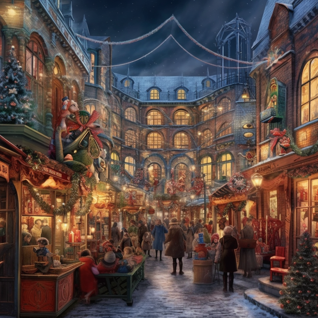 Vibrant and Festive London Christmas Bazaar 2023 Scene