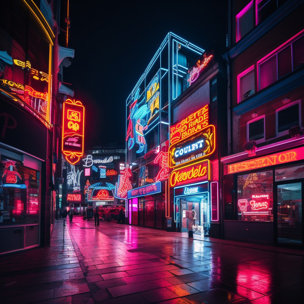 Neon-themed London with Hat Shop