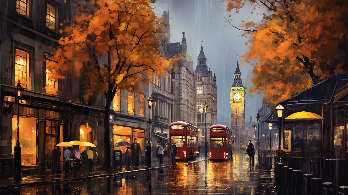 Oil-painted London streets with Halloween sweet potato