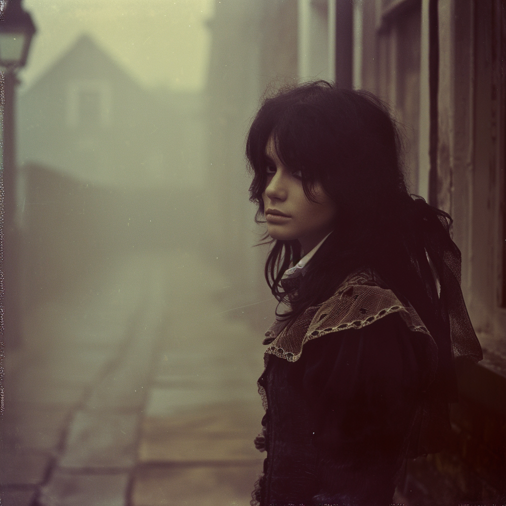 Dark-haired vampire in London streets