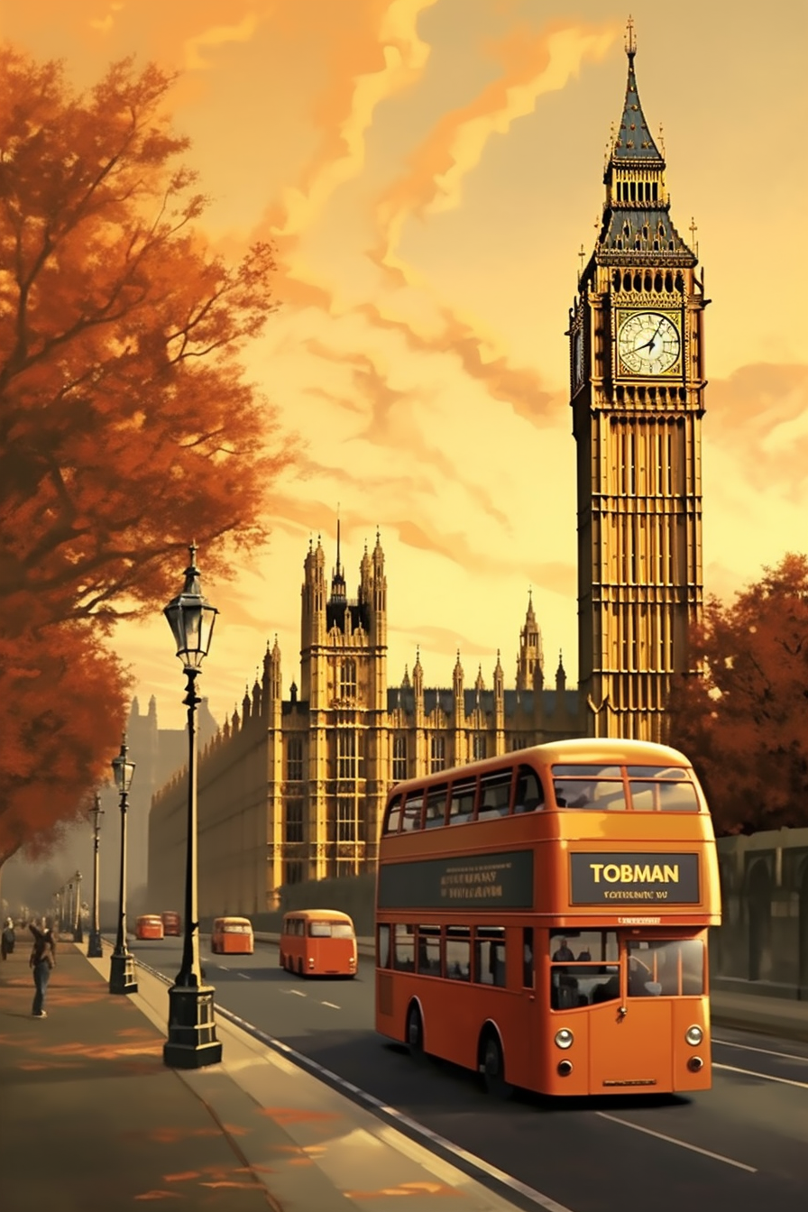 Vintage travel poster of London's Big Ben