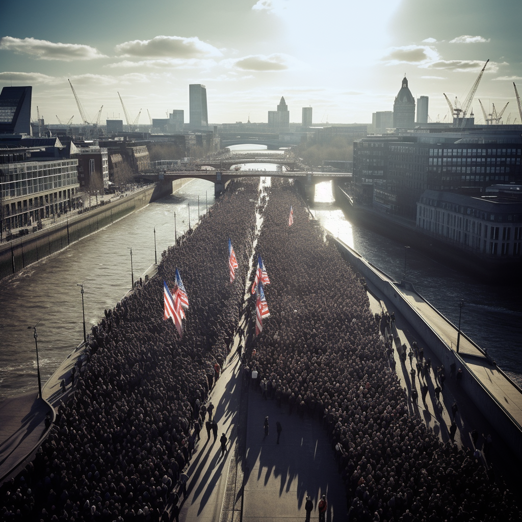 Soldiers marching across London Bridge  ?