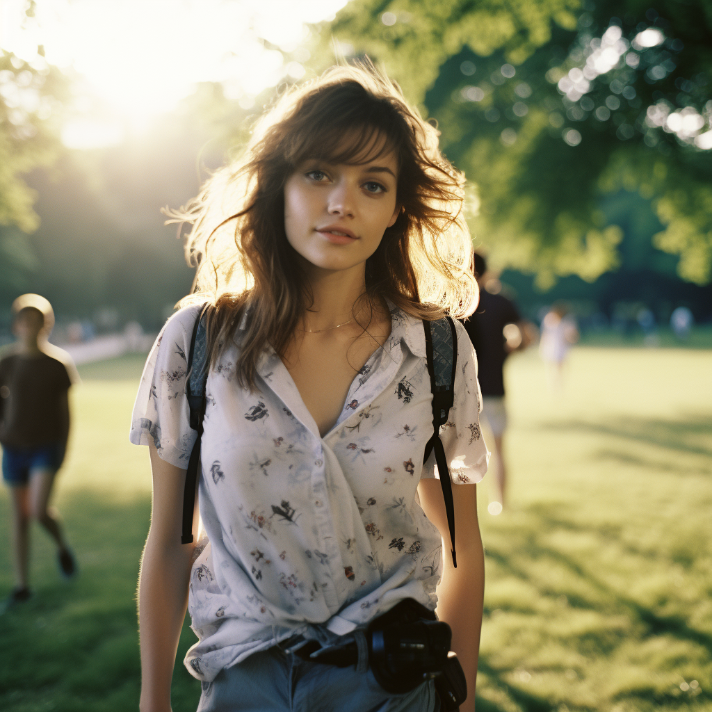 Unpretentious person walking in London park