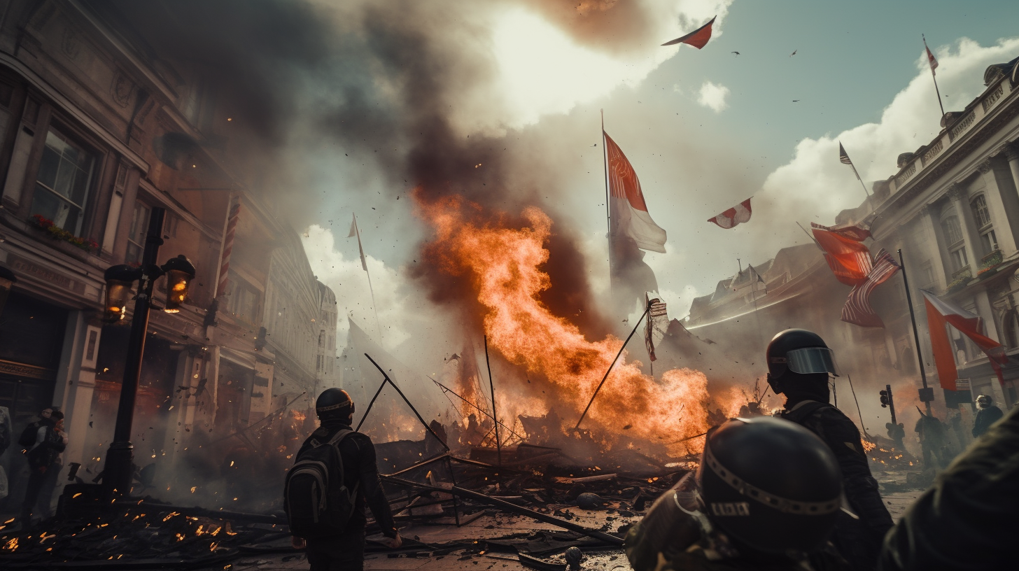 Punk riot with flags in London