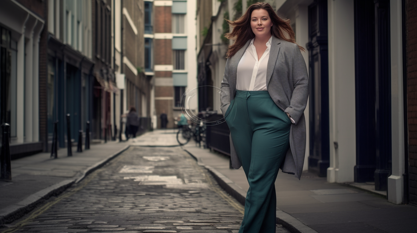 Plus Size Model in Elegant Business Fashion