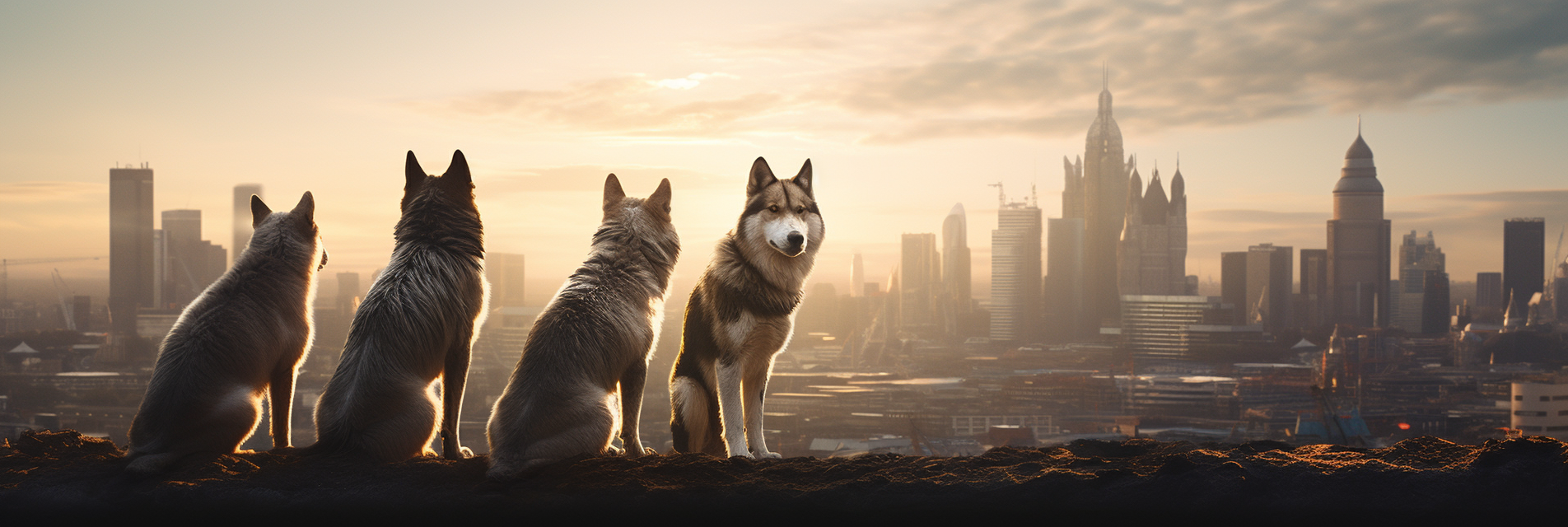 Photo Realistic Wolves in London Skyline