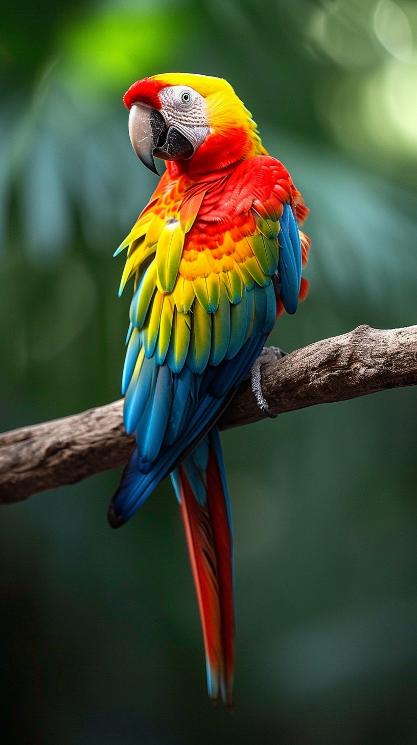 Vibrant parrot perched on branch