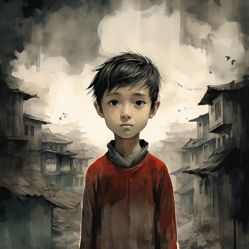 Lonely Chinese Boy Illustration Book Cover