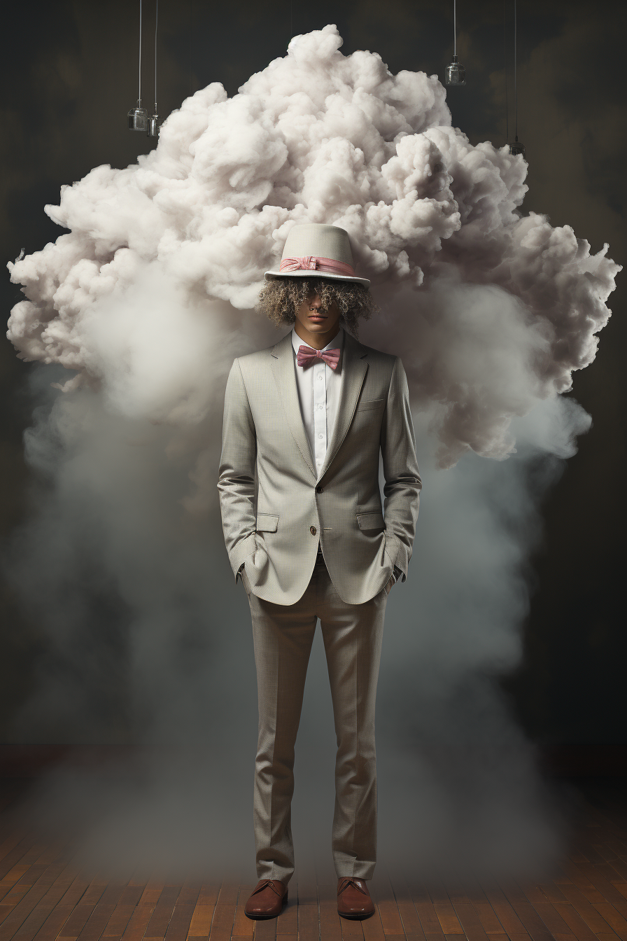 Loneliness and Depression depicted with a cloud on a man's head