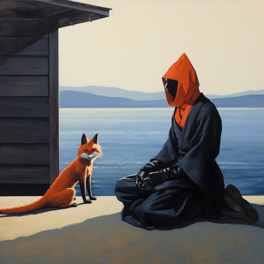 Lonley Ninja and Fox Painting