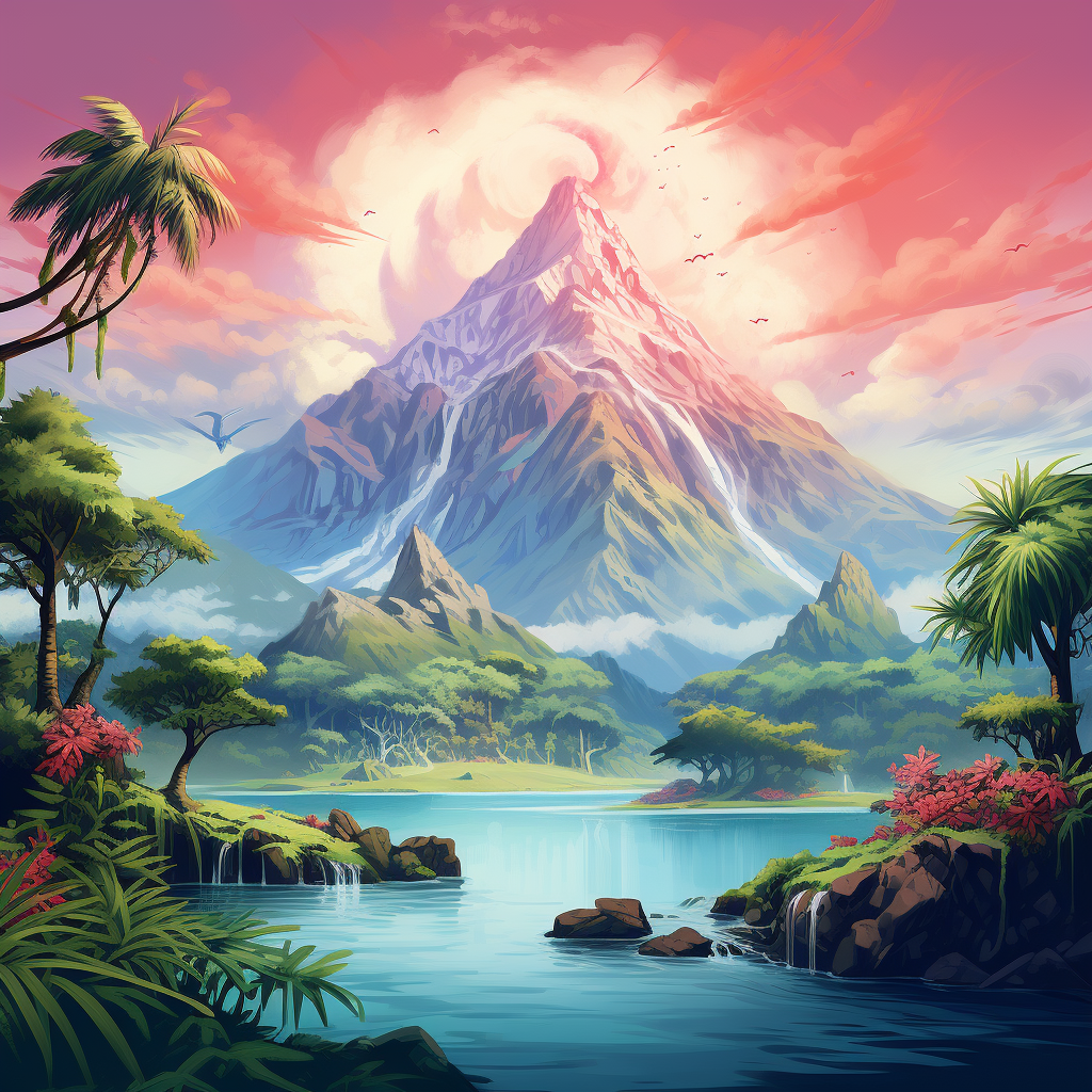 Scenic Lonely Tropical Mountain Art