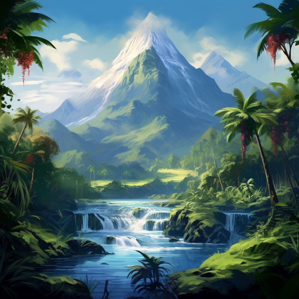 Beautiful Lonely Mountain in Tropical Landscape