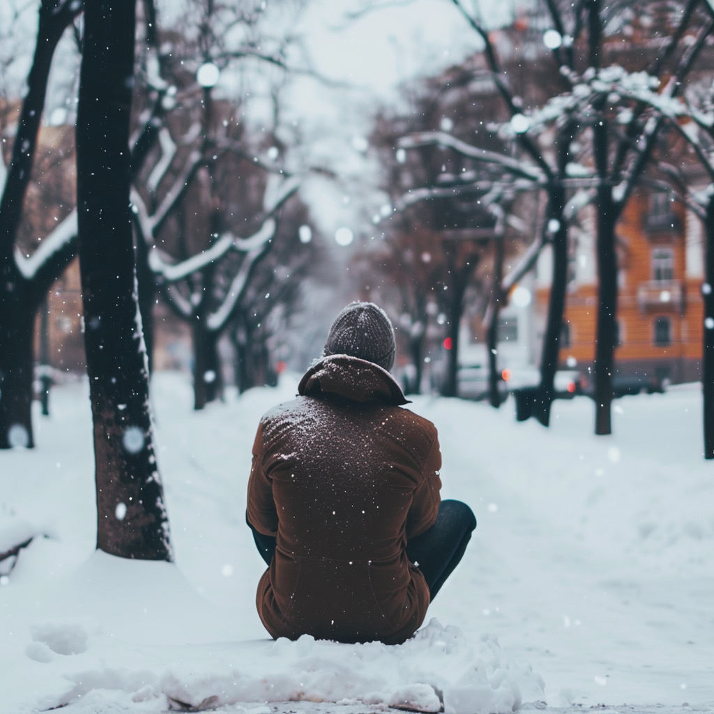 Lonely person not feeling alone in cold