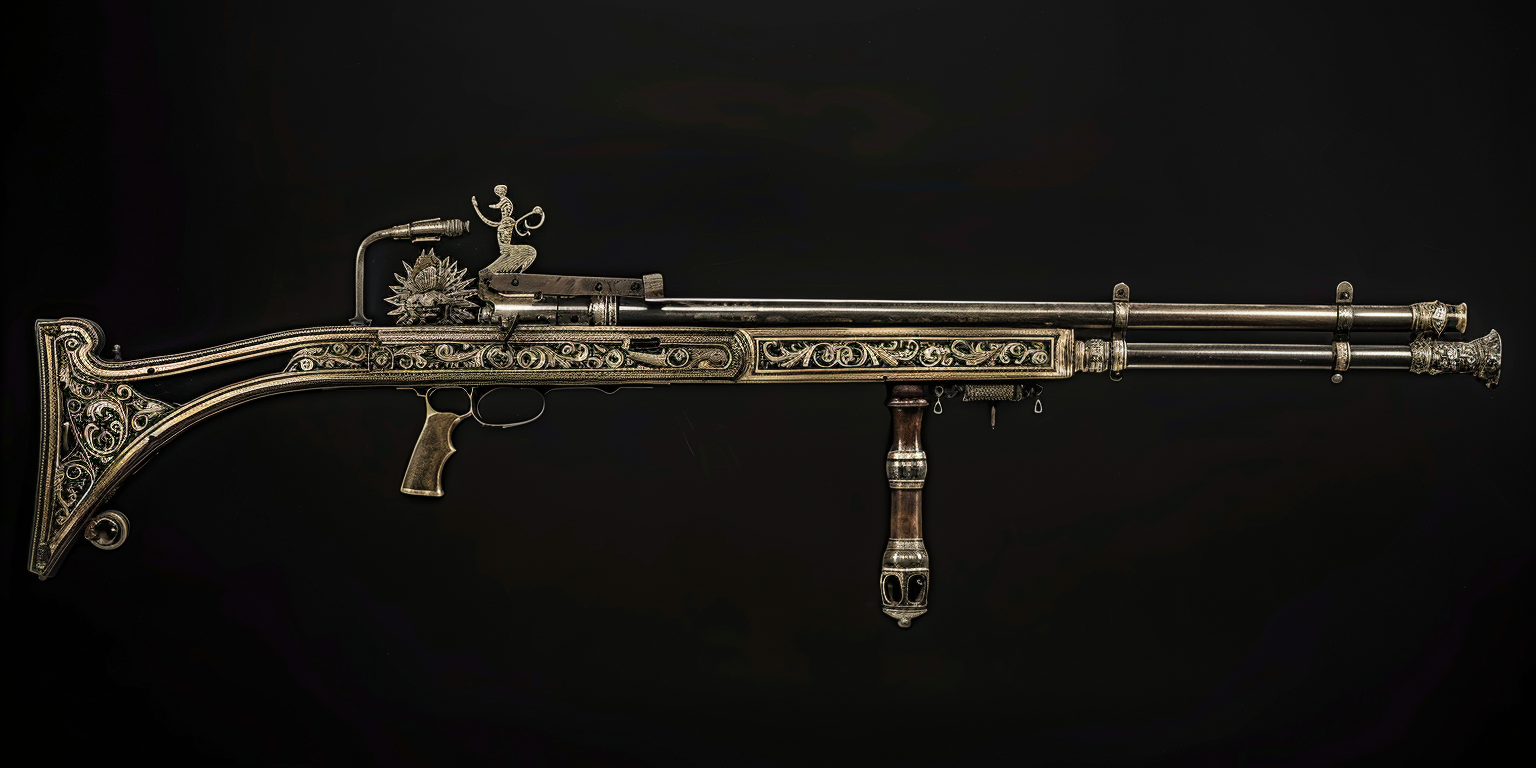 Vintage machine gun with engravings