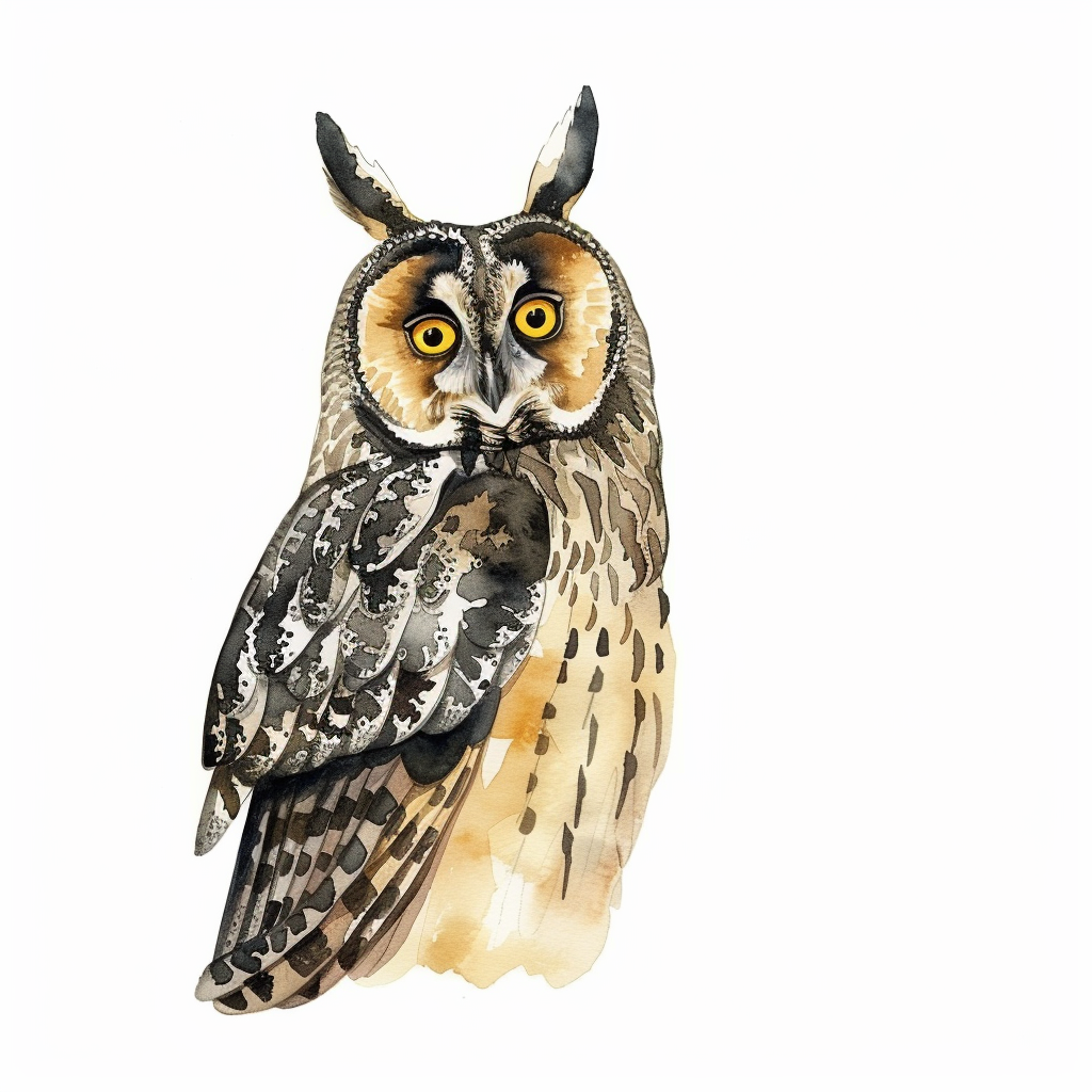 Minimalist long-eared owl illustration