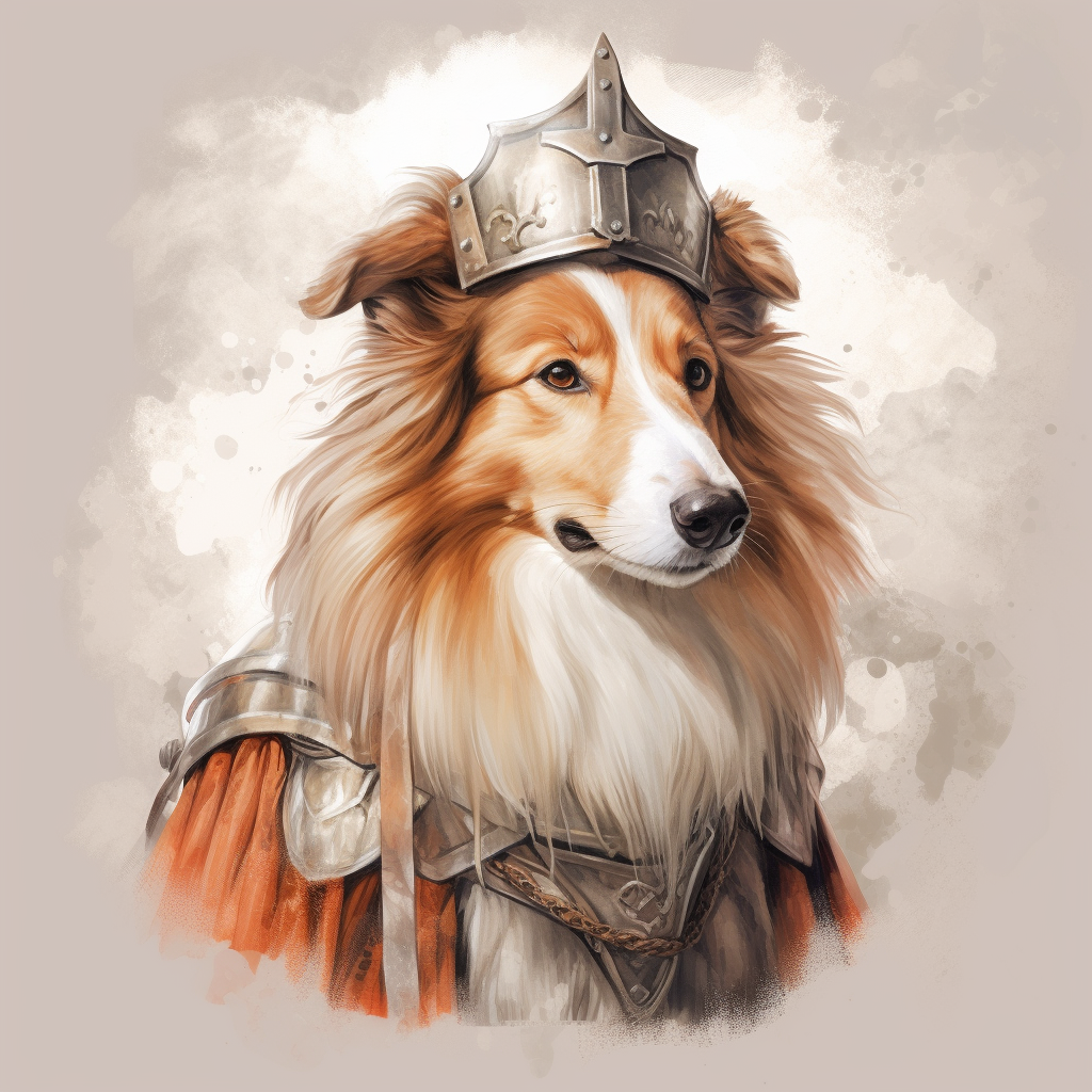 Long Hair Rough Collie Dog Knight Cute