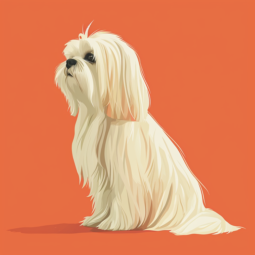 Maltese dog sitting regally on solid background