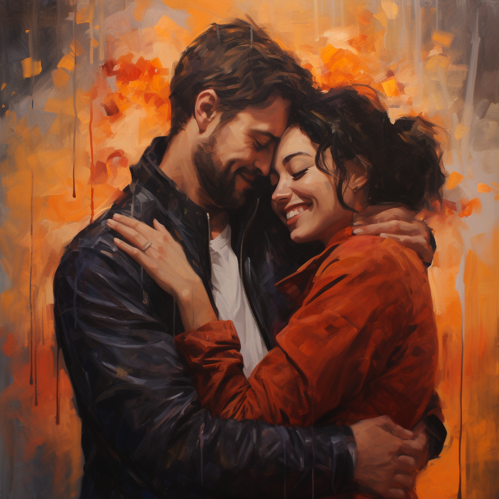 Oil painting of long term love