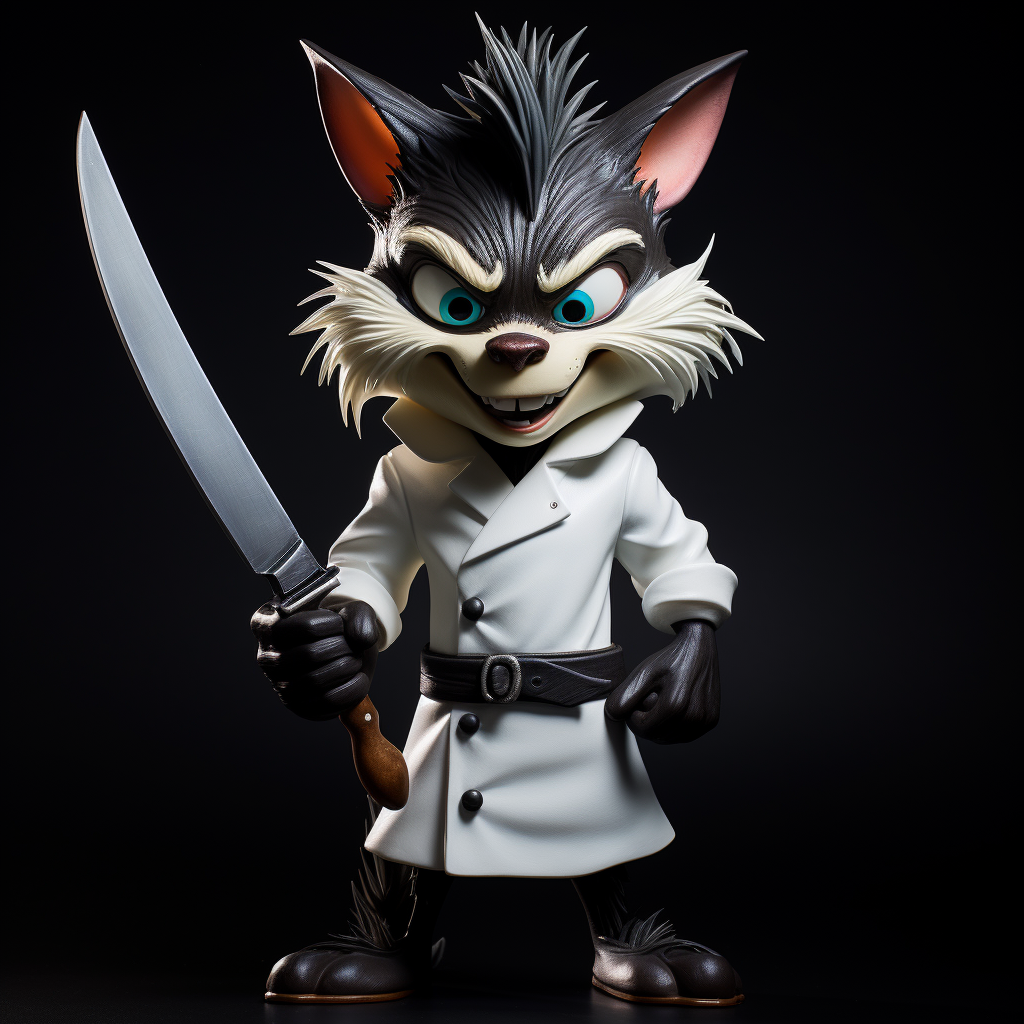 Tasmanian Devil in Chef Coat with Knives