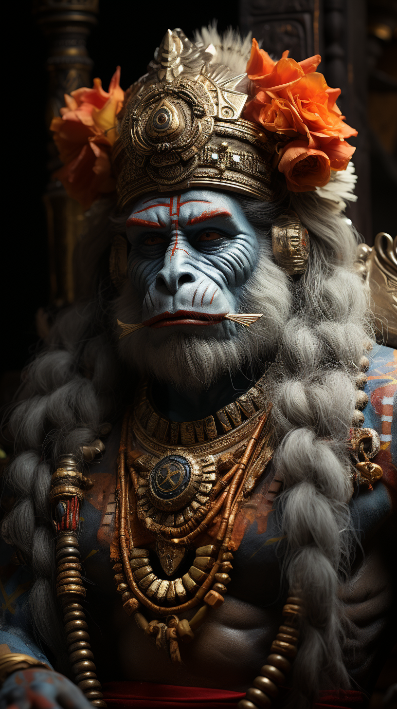 Lord Hanuman in cinematic studio lighting