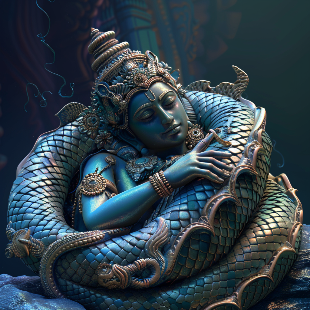 Lord Vishnu Sleeping Shesh Naag 3D