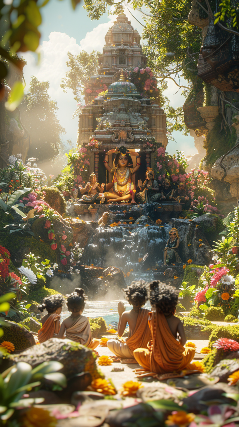 Lord Krishna Friends Playing Cave