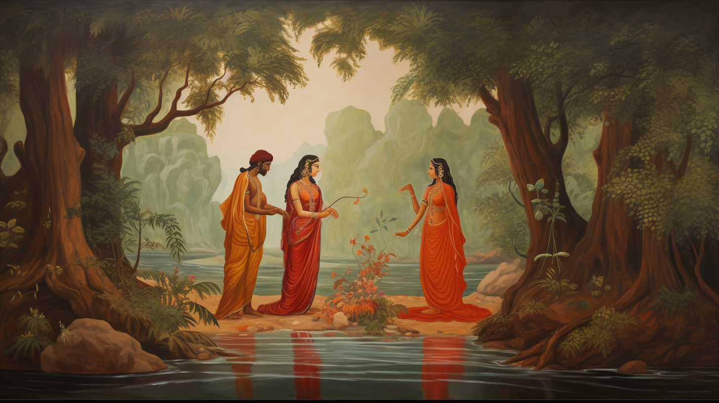 Lord in the Forest with Seetha and Lakshman