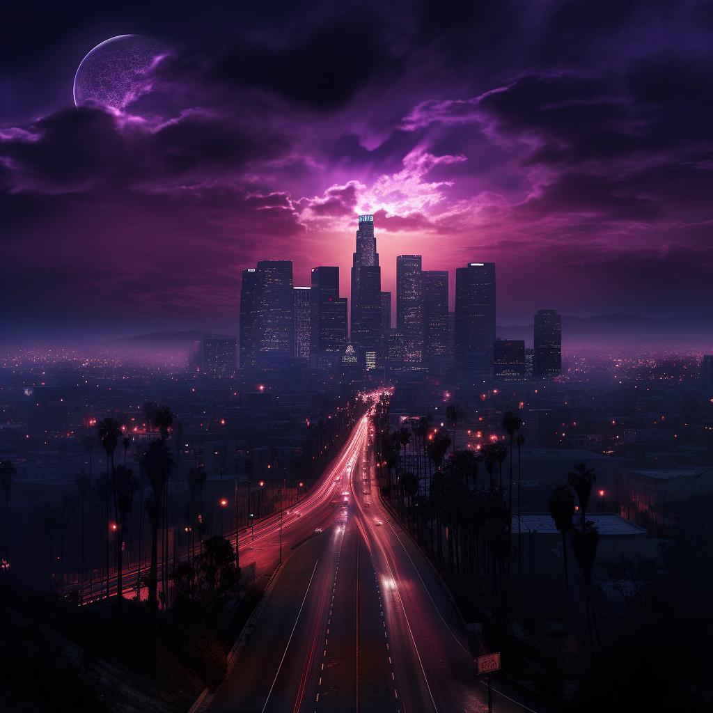 Ominous future Los Angeles skyline